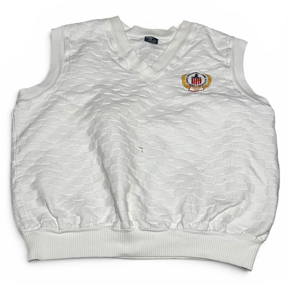 Vintage USPTA Tennis Association Sweater Vest White Men's Sz 3 USA Made